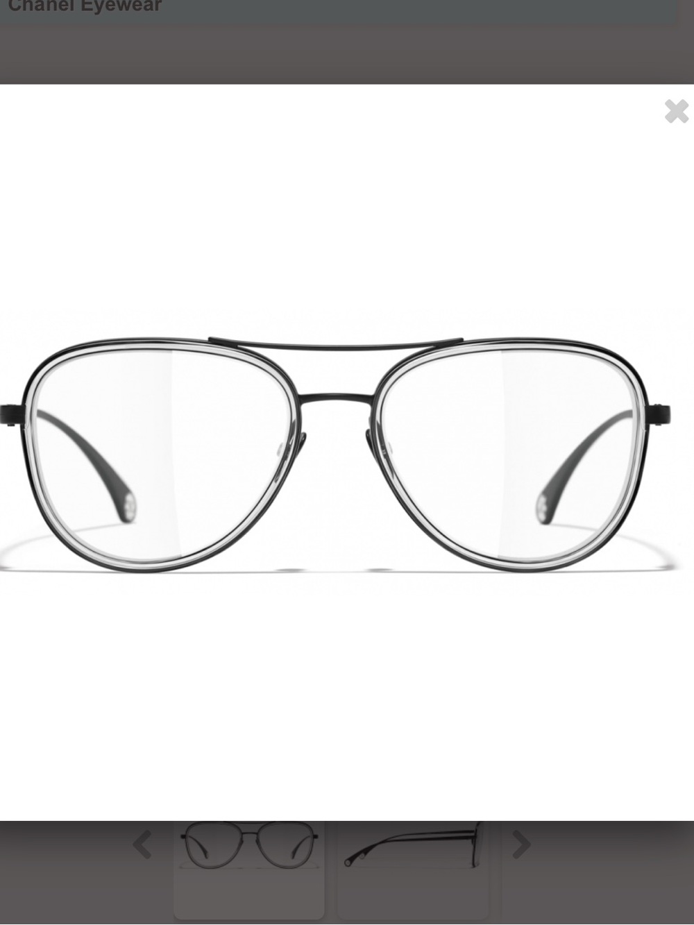 CHANEL Black Metal Round Eyeglasses with Silver Accents